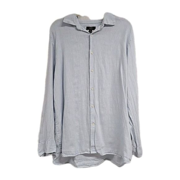 Club Room Luxury 100% Linen Button Down Long Sleeve Shirt Light Blue Men's Sz XL - Picture 2 of 8